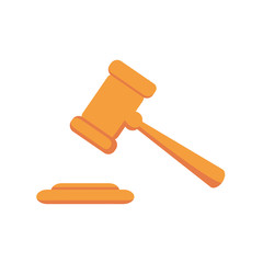 Judge gavel vector icon. Simple flat illustration isolated on white background.