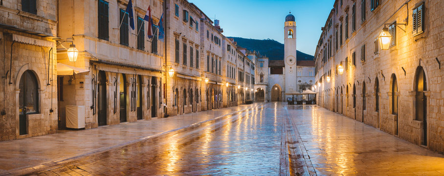 Fototapeta Dubrownik zmierzchu panorama, Dalmacja, Chorwacja