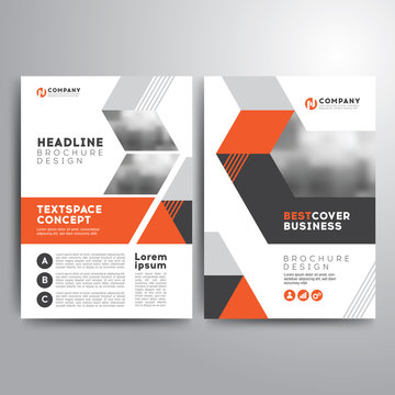 Business cover brochure template orange gray geometric shapes