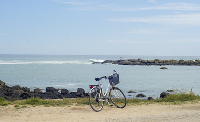 Bicycle parked near the Atlantic ocean
