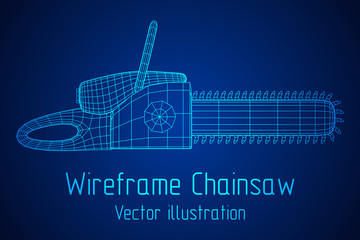 Chainsaw model. Wireframe low poly mesh vector illustration
