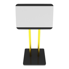 Fototapeta premium LCD Screen Stand. Trade Show Booth. 3d render of tv info kiosk isolated on white background. High Resolution. Ad template for your expo design.