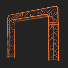 Metal truss girder element. 3d render on black background