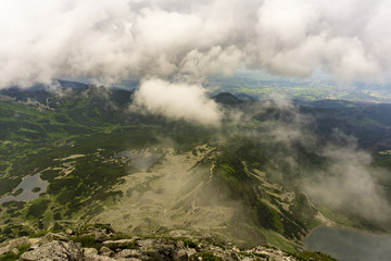 Gasienicowa Valley under clouds. View from Koscielec. Tatra Mountains.