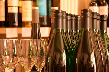 Wine bottlesin wine store