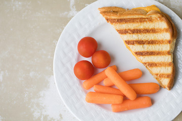 Grilled Cheese with Carrots and Tomatoes for Lunch
