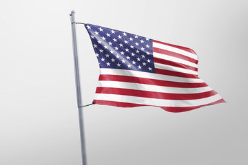 Isolated United State of America Flag waving 3d Realistic fabric
