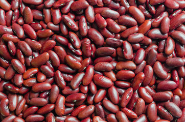 Red Kidney Beans In Close Up Detail.