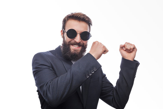 Man In Suit And Sunglasses Dancing