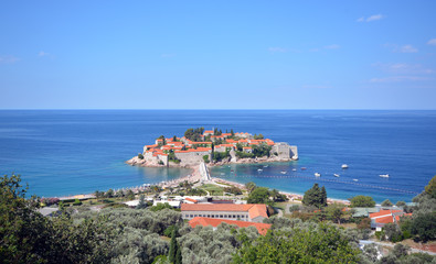 Obraz premium view of the island of St. Stefan in the Adriatic Sea in Montenegro