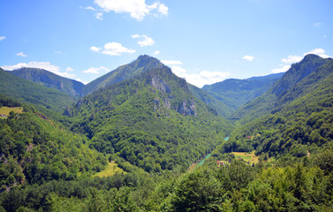 View on the mountains in the canyon of the Tara river in Montenegro