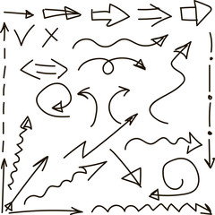 Handdrawn Set of Vector Arrows in Doodle Style