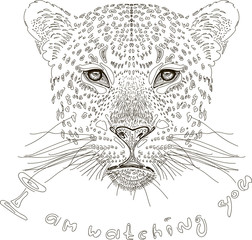 Clean lines doodle design of leopard