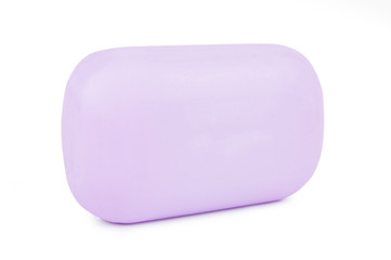 Top view of Purple soap isolated on white background