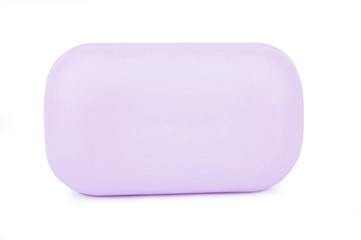 Top view of Purple soap isolated on white background
