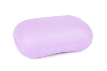 Top view of Purple soap isolated on white background
