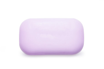 Top view of Purple soap isolated on white background
