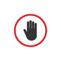 Stop hand icon. Stop sign. Vector illustration, flat design.