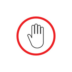 Stop hand icon. Stop sign. Vector illustration, flat design.