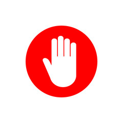 Stop hand icon. Stop sign. Vector illustration, flat design.