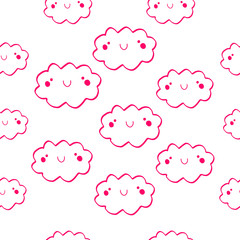 Smiling cloud seamless pattern