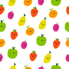 Colorful freshh fruits seamless pattern