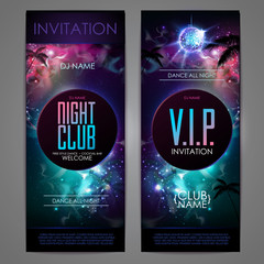 Disco ball background. Disco party poster on open space background. Night club - obrazy, fototapety, plakaty