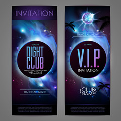 Disco ball background. Disco party poster on open space background. Night club