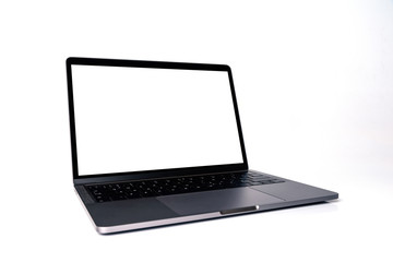 Fototapeta premium Gray Laptop with blank screen monitor isolated on white background