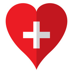 Obraz premium Isolated flag of Switzerland on a heart shape