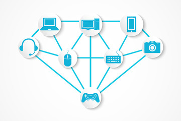 Devices icon and technology , connection concept with diamond structure