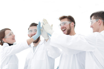 scientists giving each other a high five