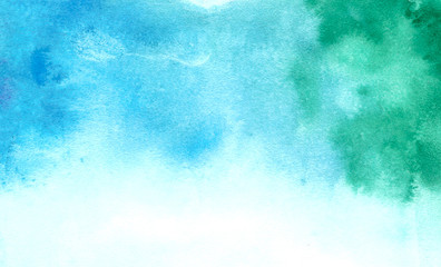 Blumarin watercolor abstract, blue turquoise colorful tender stains