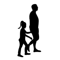 silhouette of dad with child go