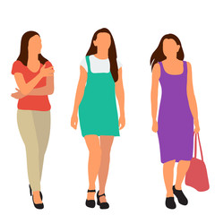 white background, flat style girl, without face