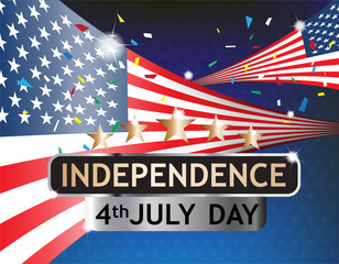 Celebrating Independence Day 4th of july, United States of America with American flag  background, Vector illustration design, EPS10.