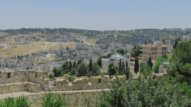 View on Church of Monastery St. Peter in Gallicantu on Zion Mount in Jerusalem