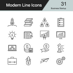 Fototapeta premium Business Startup icons. Modern line design set 31. For presentation, graphic design, mobile application, web design, infographics.