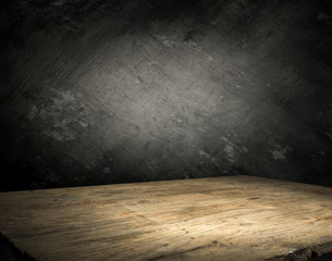background of barrel and worn old table of wood.