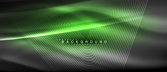 Neon glowing lines, magic energy space light concept, abstract background wallpaper design