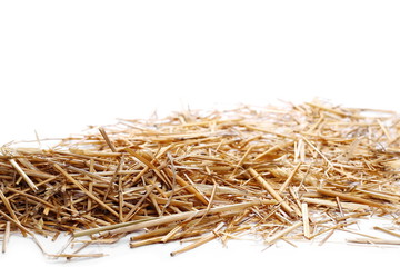 Straw pile isolated on white background and texture, clipping path