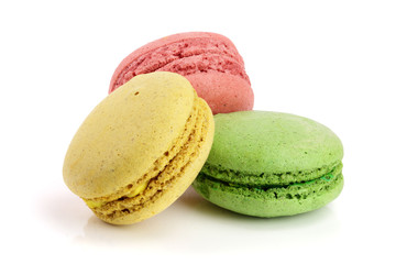 colorful macaroons isolated on white background closeup