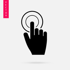 The hand clicks the icon, vector
