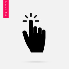 The hand clicks the icon, vector