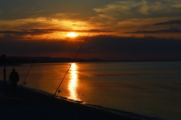 sunset on the seashore
