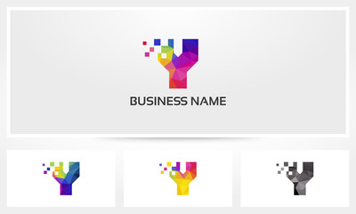 Colorful Letter Y Pixel Eroded
