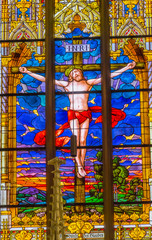 Jesus Crucifixion Stained Glass All Saints Castle Church Schlosskirche Wittenberg Germany