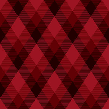 Diagonal black and red tartan vector seamless pattern background 1