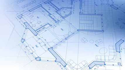 vector architectural plan - abstract architectural blueprint of a modern residential building / technology, industry, business concept illustration: real estate, building, construction & architecture