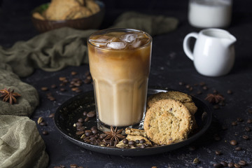 Ice coffee in a glass